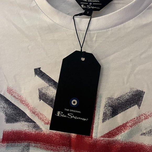 BEN SHERMAN Organic Union Jack Graphic Tee / T-Shirt NWT Size SM Out-of-print - Picture 2 of 2